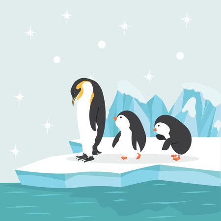 penguin family  in North pole Arcticのイラスト素材