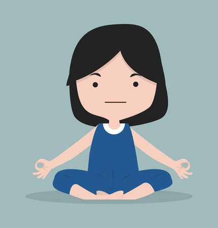 Small girl Happy  meditating  yogaのイラスト素材