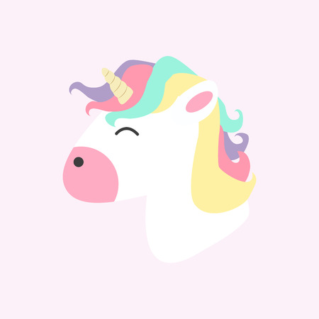 Cute Unicorn head Vector cartoonのイラスト素材