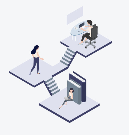 People work Isometric conceptのイラスト素材