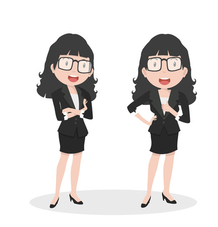 Businesswoman doing different actions vectorのイラスト素材