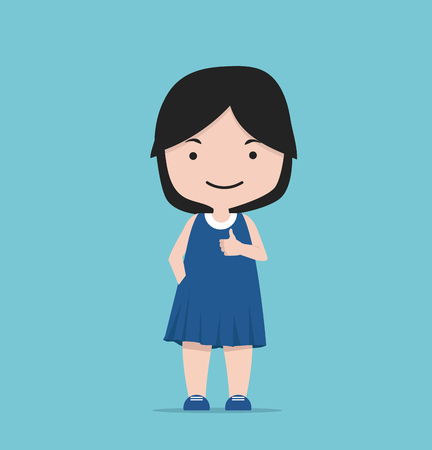 Small girl making showing thumb upのイラスト素材