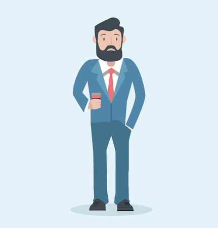 Business man character with flat designのイラスト素材