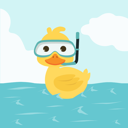 Duck Snorkeling in Seaのイラスト素材