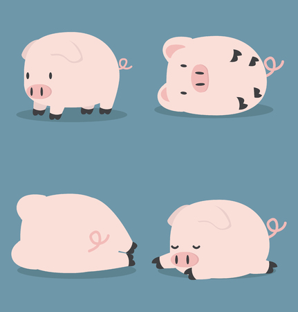 Set of Cute little Pigのイラスト素材