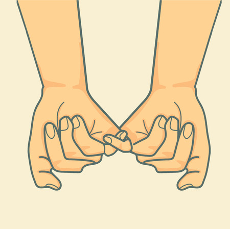 Hand Holding to Pinky promise  conceptのイラスト素材