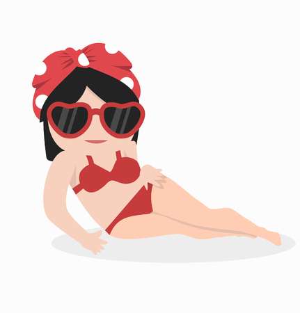Cute little girl with bikiniのイラスト素材