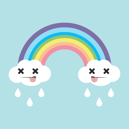Cute Pastel rainbow cartoonのイラスト素材