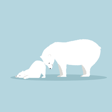 Polar bear with cub  vectorのイラスト素材