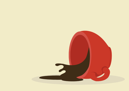 Spilled coffee red cup vectorのイラスト素材