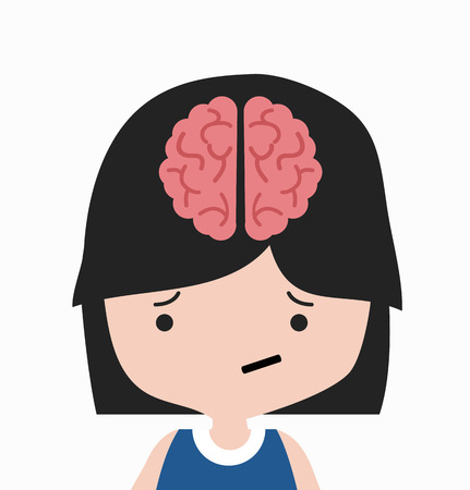 brain in head  girl cartoonのイラスト素材