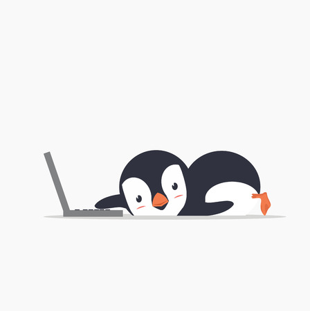 funny penguin with a laptopのイラスト素材