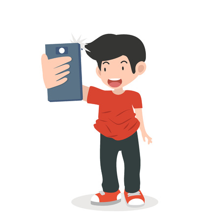 man Doing Camera selfieのイラスト素材
