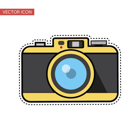 vintage camera Flat design sticker vectorのイラスト素材