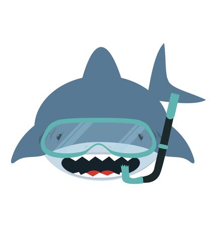 Shark with diving equipment vector のイラスト素材