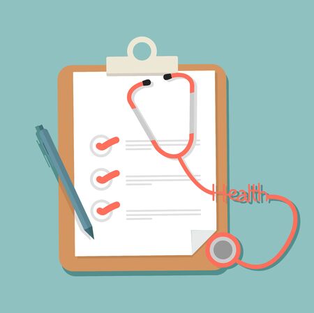  paper clipboard and checklist Health care conceptのイラスト素材