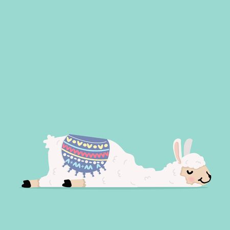 cute cartoon lama alpaca vectorのイラスト素材