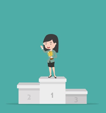 businesswoman standing together on the winners podiumのイラスト素材