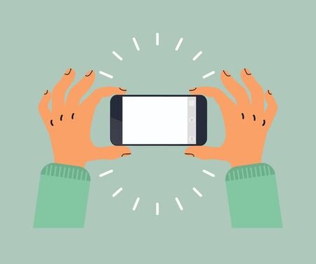 hand hold taking phone vectorのイラスト素材