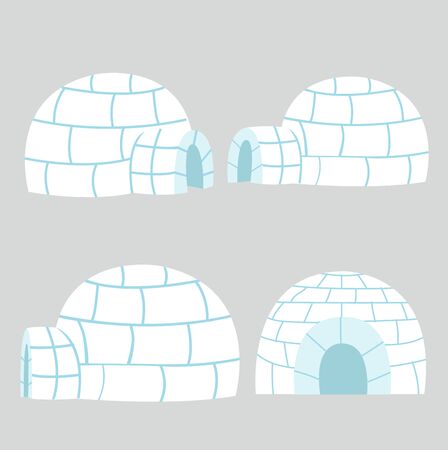 Igloos ice house in flat design vector setのイラスト素材