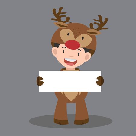 man Deer Costume  hold blank white cardのイラスト素材