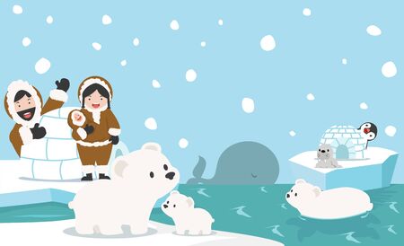 North pole animals vector backgroundのイラスト素材