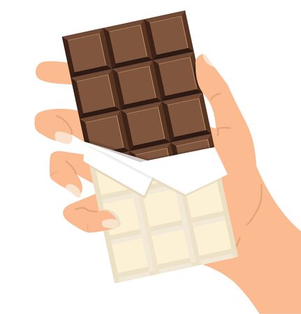 hand holding chocolate bar vectorのイラスト素材