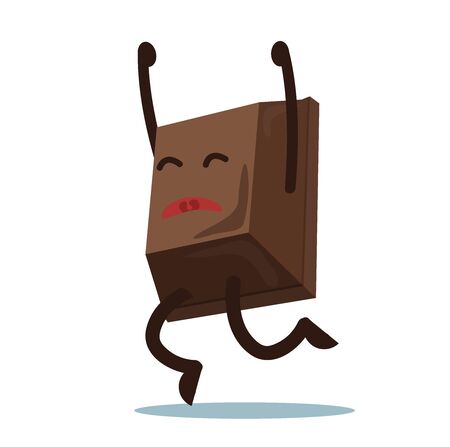 Cute cartoon of chocolate block jumping from happinessのイラスト素材