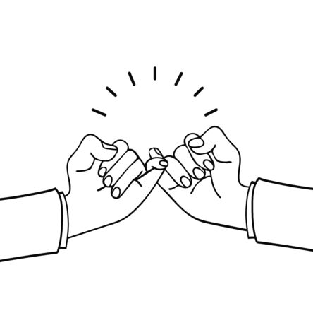hands making  promise vector outline signのイラスト素材
