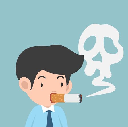 businessman is smoking cigarette vector illustrationのイラスト素材