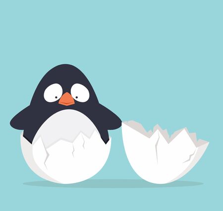 Cute penguin in egg vectorのイラスト素材