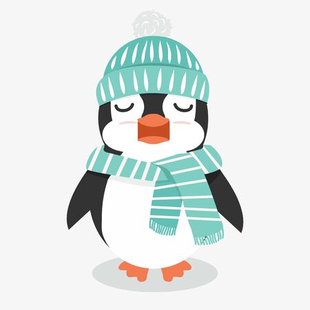 Penguin animal in winter vectorのイラスト素材