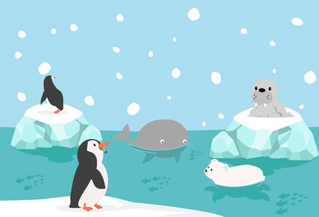  Wildlife Arctic animal with Nature Travel backgroundのイラスト素材