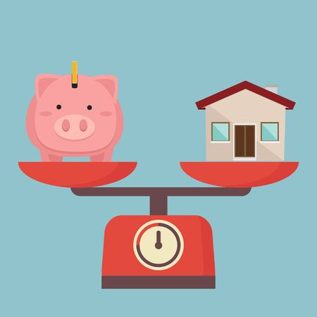 Piggy Bank and house investment conceptのイラスト素材