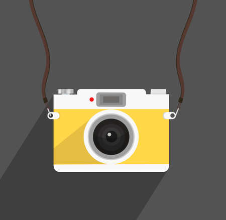 Retro camera in a flat style on a black backgroundのイラスト素材