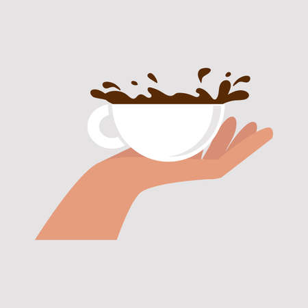 Hand holding a coffee cup vectorのイラスト素材