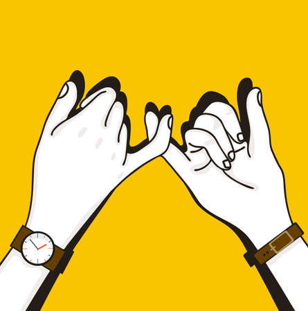 Human Hand drawn  promise on yellow backgroundのイラスト素材