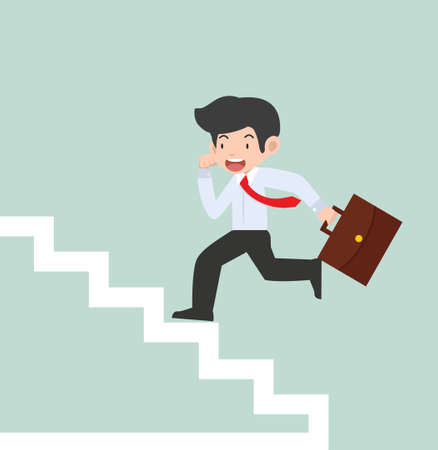 businessman Running Up Stairs Concept cartoonのイラスト素材