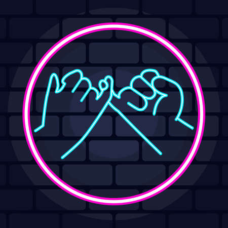 Pinky swear promise neon on brick wallのイラスト素材