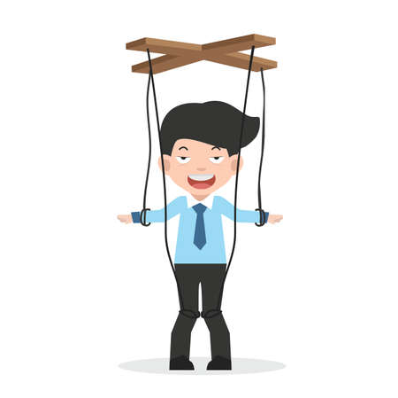 businessman hanging on ropes and controlled vectorのイラスト素材