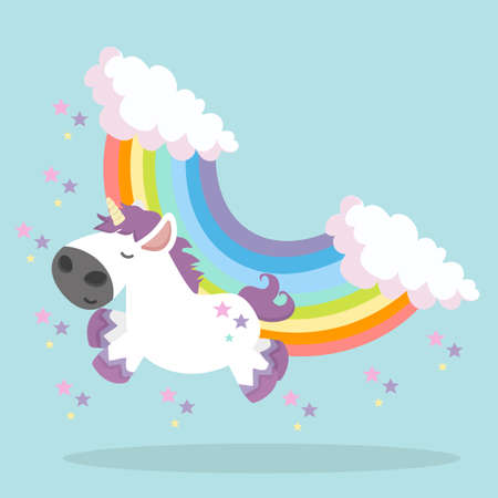 Magic cute unicorn cartoon unicorn illustrationのイラスト素材