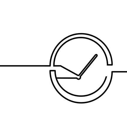 Continuous one line drawing of Clock vectorのイラスト素材
