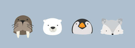 Head animals cartoon characters Arcticのイラスト素材