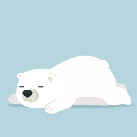 Cute  Polar Bear sleep doodle vector cartoonのイラスト素材