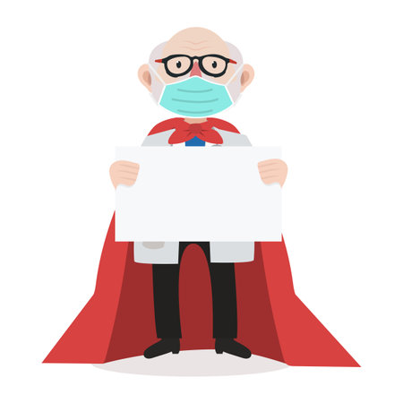 Super doctor with holding a blank signのイラスト素材