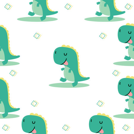 Cute dinosaur tyrannosaurus cartoon patternのイラスト素材