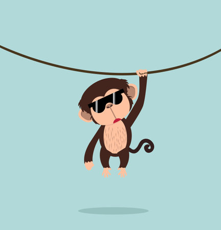 monkey climbing the vine cartoon vectorのイラスト素材