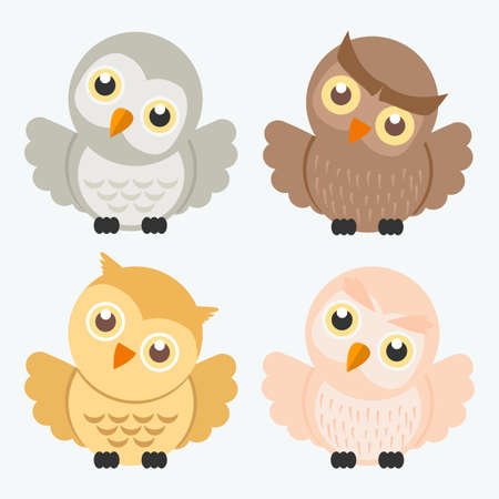 Cute owl Cartoon Vector Charactersのイラスト素材