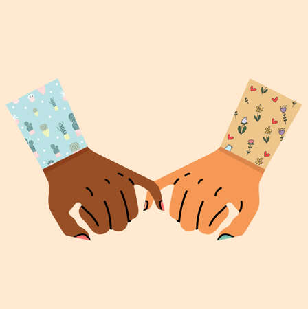 Hand Holding to Pinky promise sign vectorのイラスト素材
