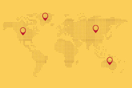 Dotted world map flat background vector